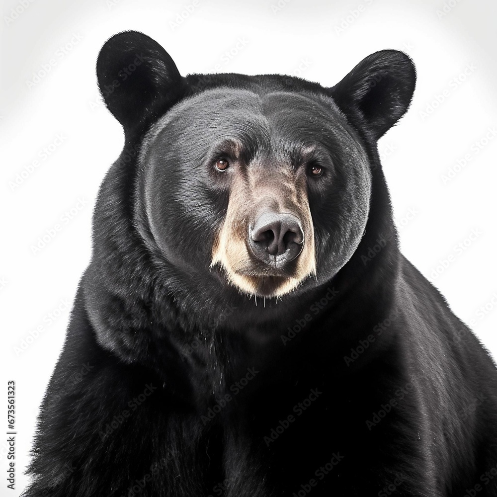AI generated illustration of a large black bear against a bright white ...