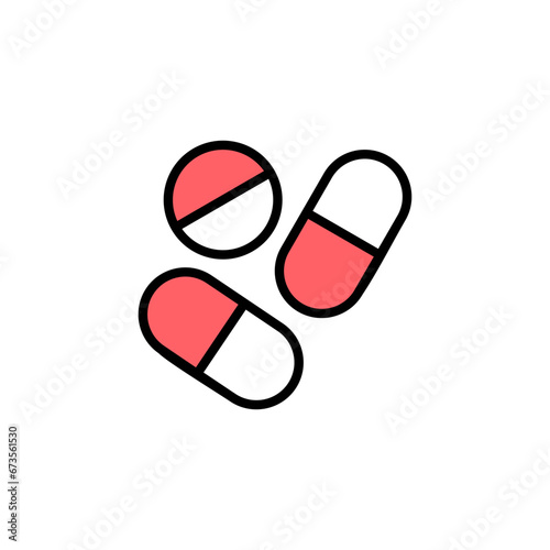 Pills icon set illustration. capsule icon. Drug sign and symbol