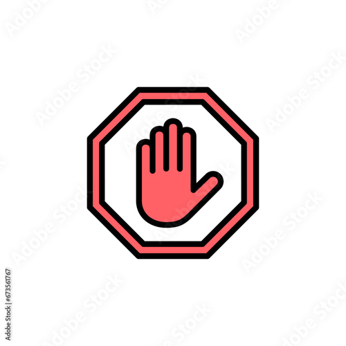 Stop icon set illustration. stop road sign. hand stop sign and symbol. Do not enter stop red sign with hand © OLIVEIA