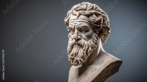 3d rendering of a golden and silver metal stoic bust illustration with strong reference to stoicism and philosopher on a clean and isolated background