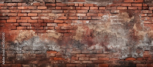 Seamless texture of an aged worn red brick wall Provides an industrial background