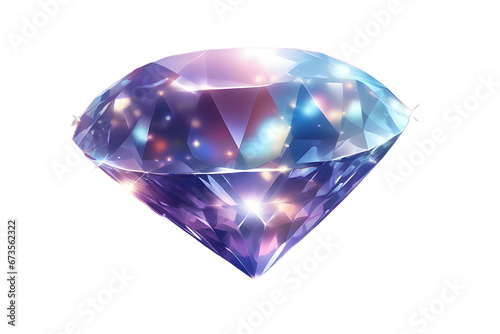 a shining diamond illustration with a background erased. Generative AI.