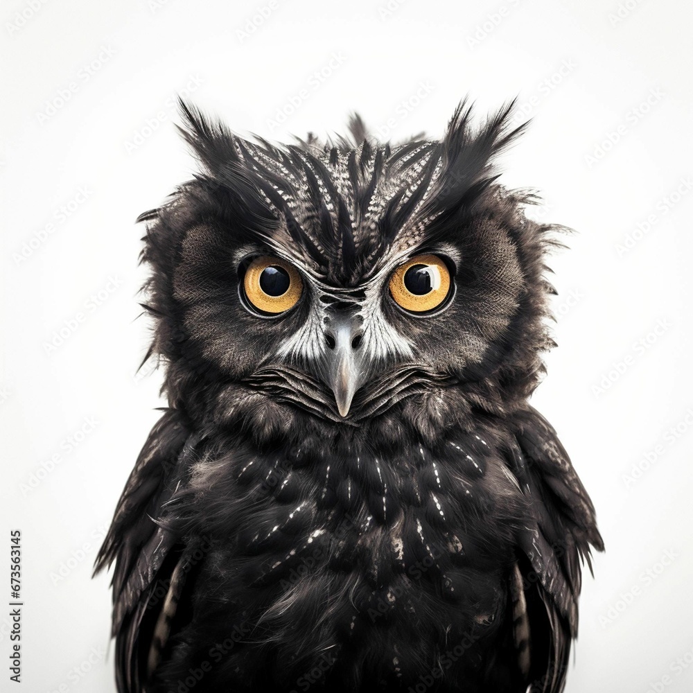 Fototapeta premium AI generated illustration of A vibrant owl with a white background