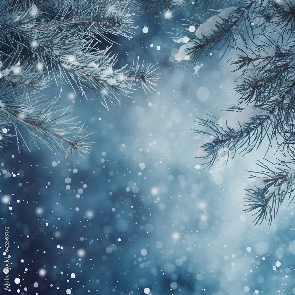 Pine branches on winter background Pine branches on winter background
