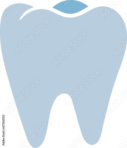 Blue gradient outline tooth icon. Isolated dental treatment symbol.