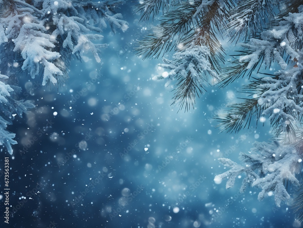 Pine branches on winter background Stock Illustration | Adobe Stock