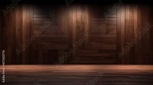 wooden interior with wall, Brown wooden boards forming a beautiful background with integrated acoustic panels, stylish and functional, archit texture © Baloch