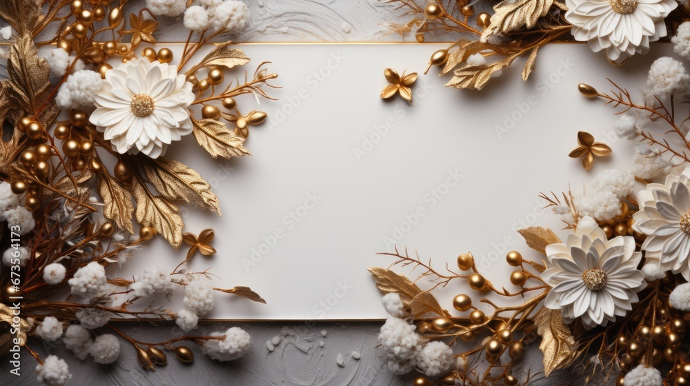 White frosted Christmas card with fir tree branches White frosted Christmas card with fir tree branches