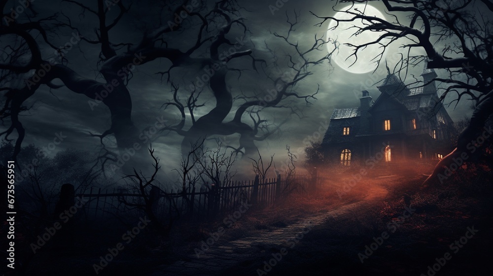 Spooky night image . Mixed media Spooky night image . Mixed media