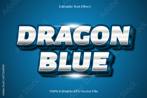 Dragon Blue Editable Text Effect Emboss Cartoon Gradient Style