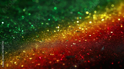 Black History Month concept. Abstract green yellow and red color glitter sparkle background.