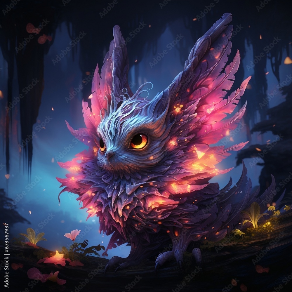 Fototapeta premium Illustration d'une mignonne kawai créature de fantasy