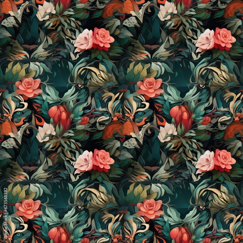 Seamless pattern with watercolor roses. Floral background.