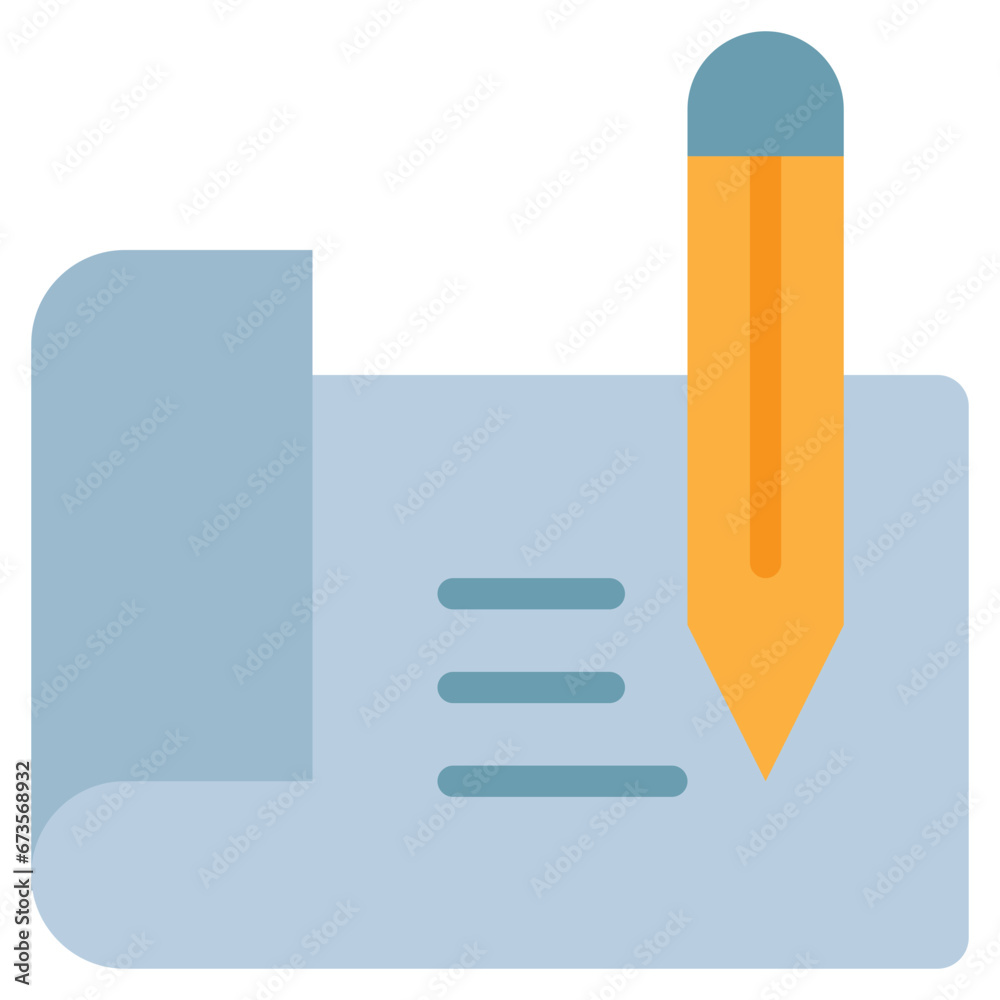 document paper edit write plan pencil flat style