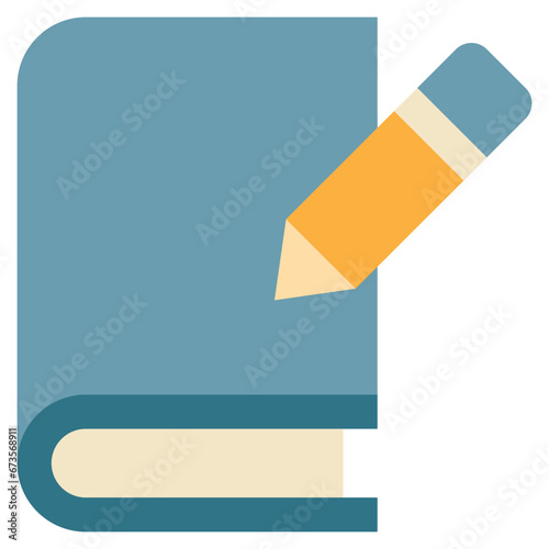 book pencil write edit flat style