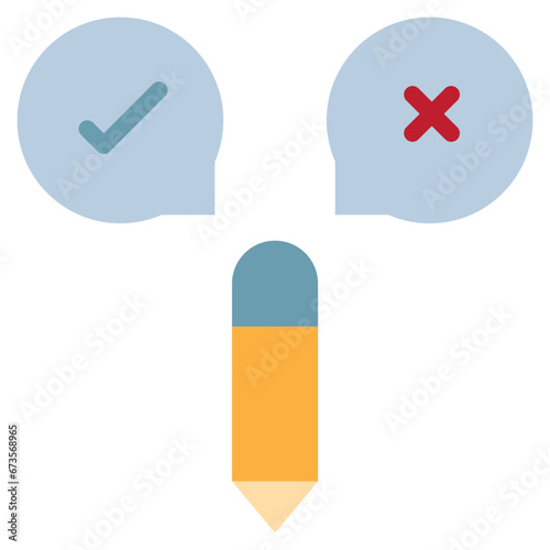 true false choice check pencil edit work flat style