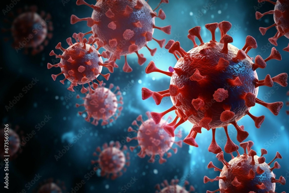 AI generated illustration of a macro of virus cells AI generated illustration of a macro of virus cells