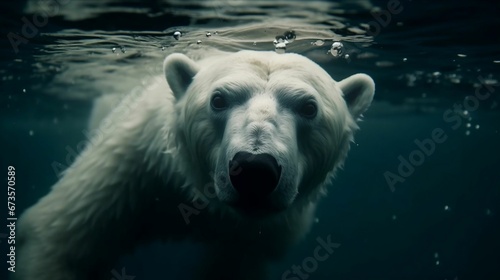 AI generated illustration of a majestic polar bear swimming in a tranquil aquatic environment