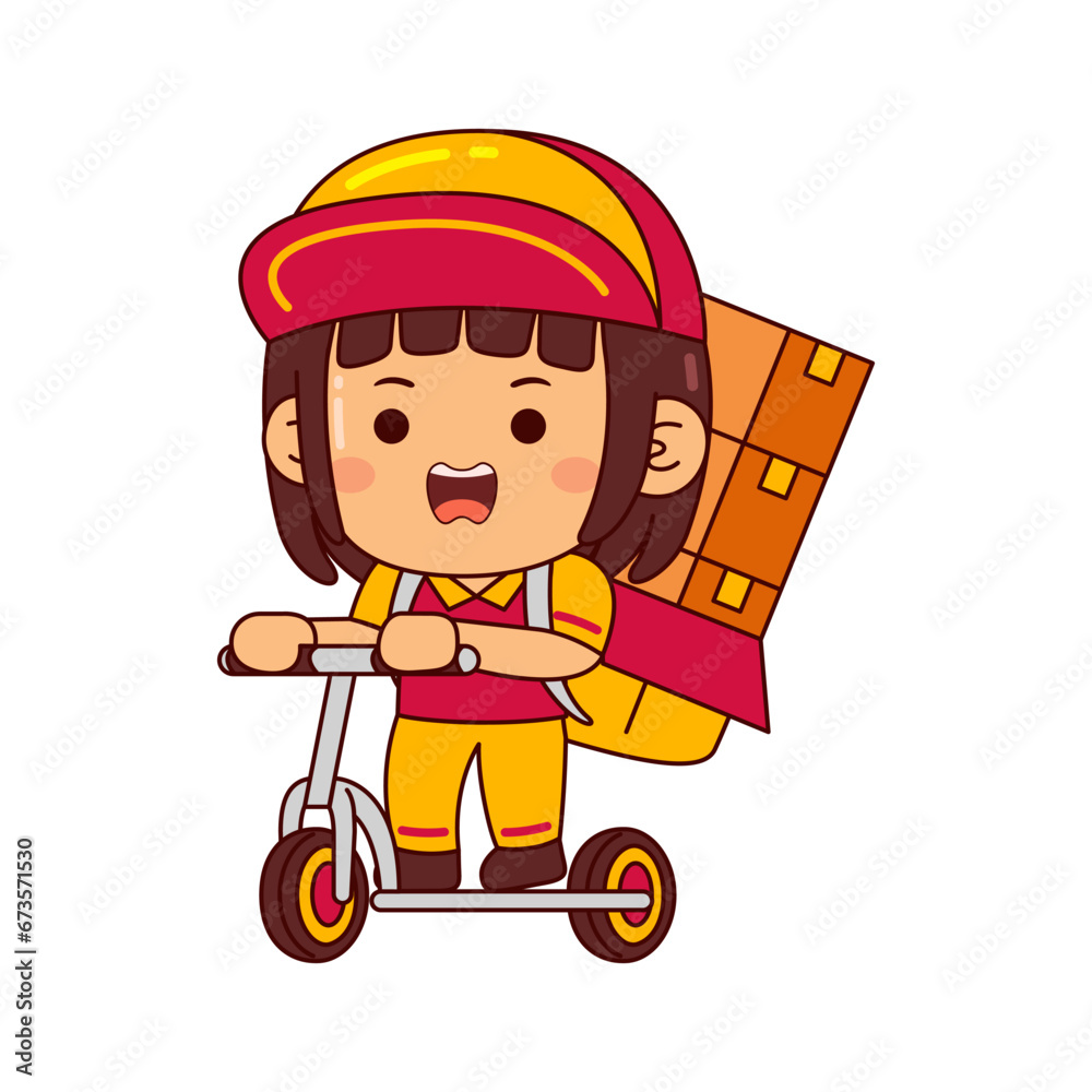cute courier girl cartoon character vector illustration cute courier girl cartoon character vector illustration