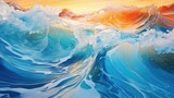 The beauty of the abstract waves in the colorful river and sea meet during the high and low tides. abstract background.