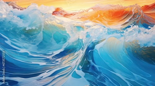 The beauty of the abstract waves in the colorful river and sea meet during the high and low tides. abstract background.