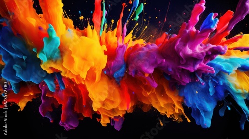A Multicolored Paint Splatters Extravaganza, Vibrant Kaleidoscope, colorful, abstract, color, abstract background.