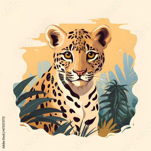 Leopard head in the trees vector art