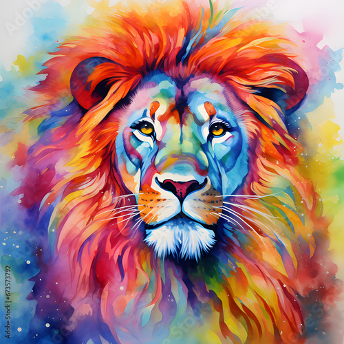 Watercolor lion head 