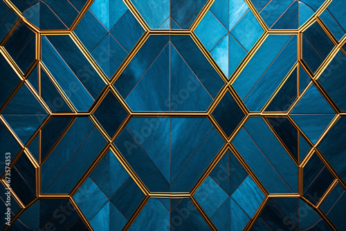 A blue and gold artdeco pattern