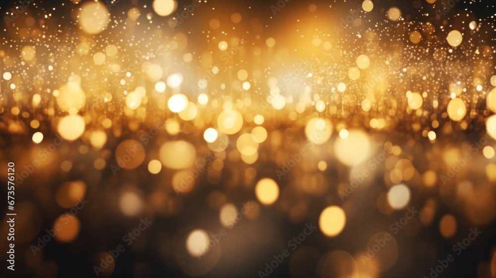 Fototapeta premium Abstract dark golden bokeh Christmas background