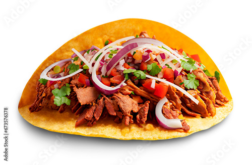 Isolated Mexican Carne Asada Hard Shell Taco