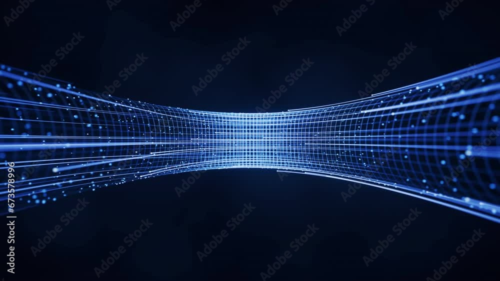 Flowing digital lines with cyberspace background, 3d rendering.