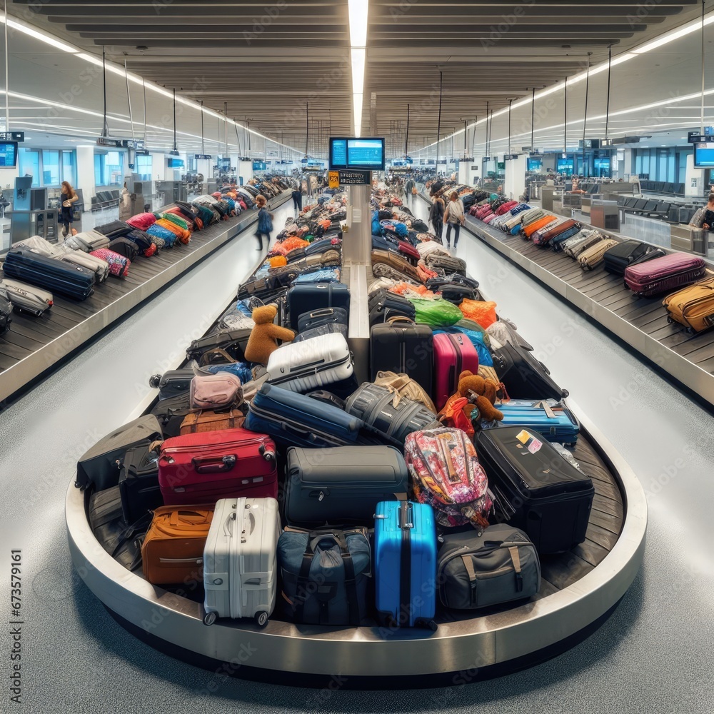 room filled with colorful luggage 