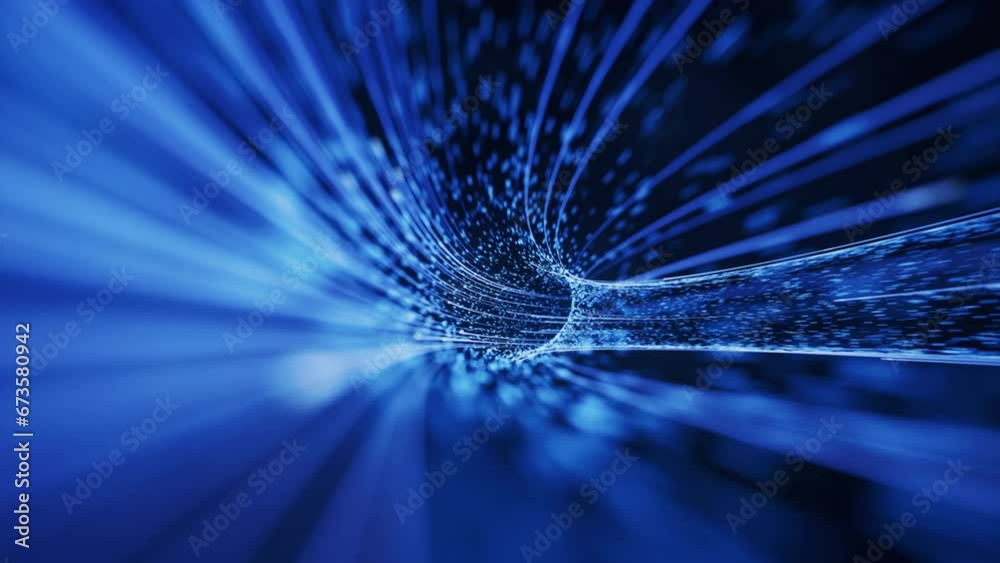 Flowing digital particles background, 3d rendering.