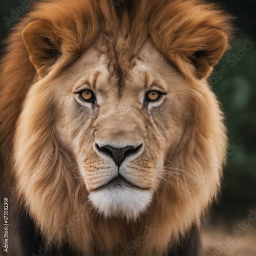 AI generated illustration of a majestic lion with  blurry background