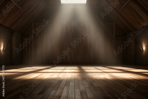 Modern contemporary empty room with light and shadow. Minimal style interior wooden floor room