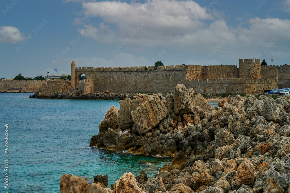 Rhodes, Greece, Fortress of the Cross of Rhodes. greece. The seat of the Knights Hospitallers who arrived on the island of Rhodes in 1309