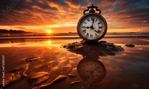 photo clock ticks sands slip sun sets success awaits