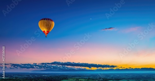 A beatiful sky with comolus clouds and a hot air balloon floating in the air.