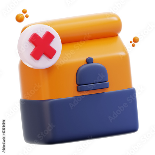 3d rendering cancel food order illustration