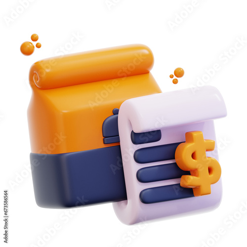 3d rendering food bill illustration