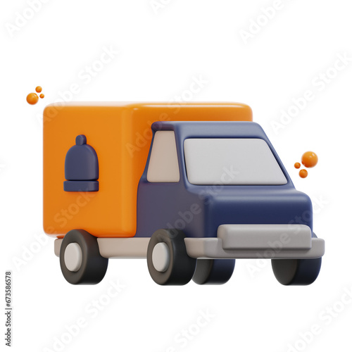 3d rendering food delivery truck illustration