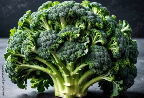 A detailed image of a broccoli crown, showcasing its unique texture and color