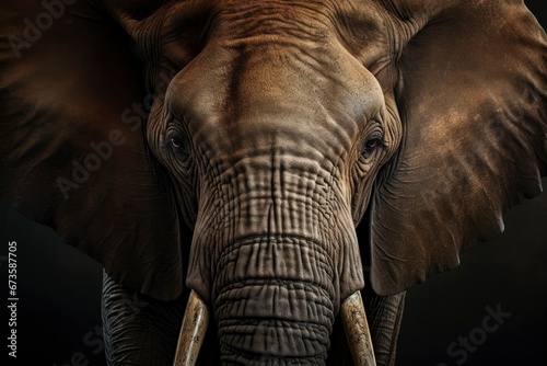 Close up of elephant. Wild African elephant close up photo