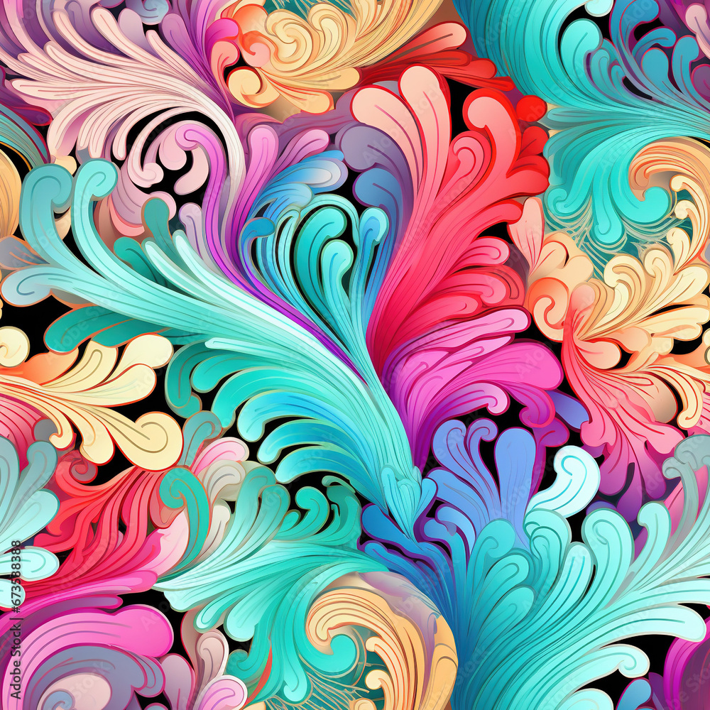 Pastel Paisley Fractals Seamless