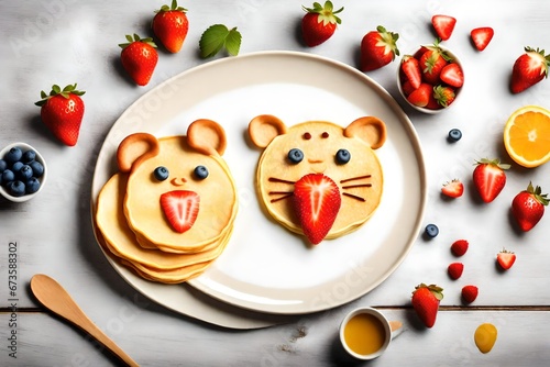 Kids healthy meal, colorful and funny faces 