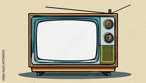 Old Television with Empty Screen Illustration.