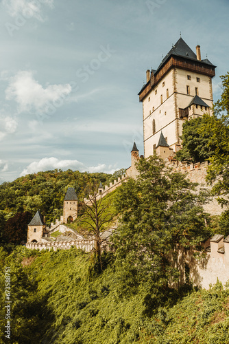Medieval Karlstejn castle walls and towers