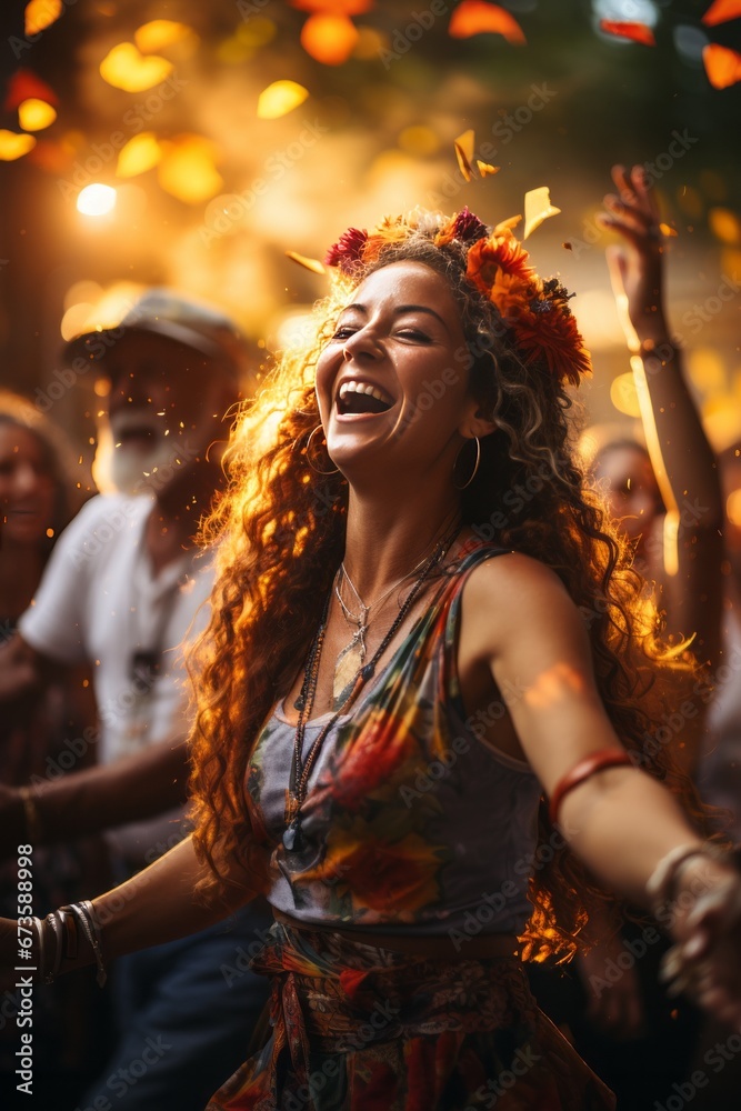 People dancing to live music at an outdoor summer music festival, Generative AI People dancing to live music at an outdoor summer music festival, Generative AI