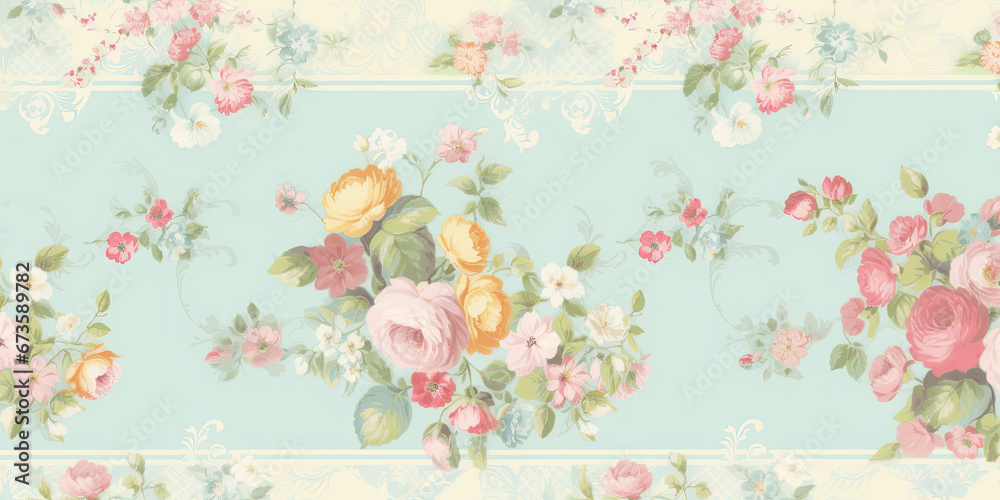  Vintage watercolor background with flowers.